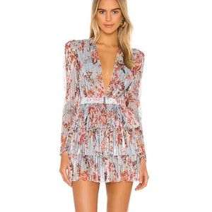 Sabina Musayev Carry Mini Dress in Powder Blue Floral